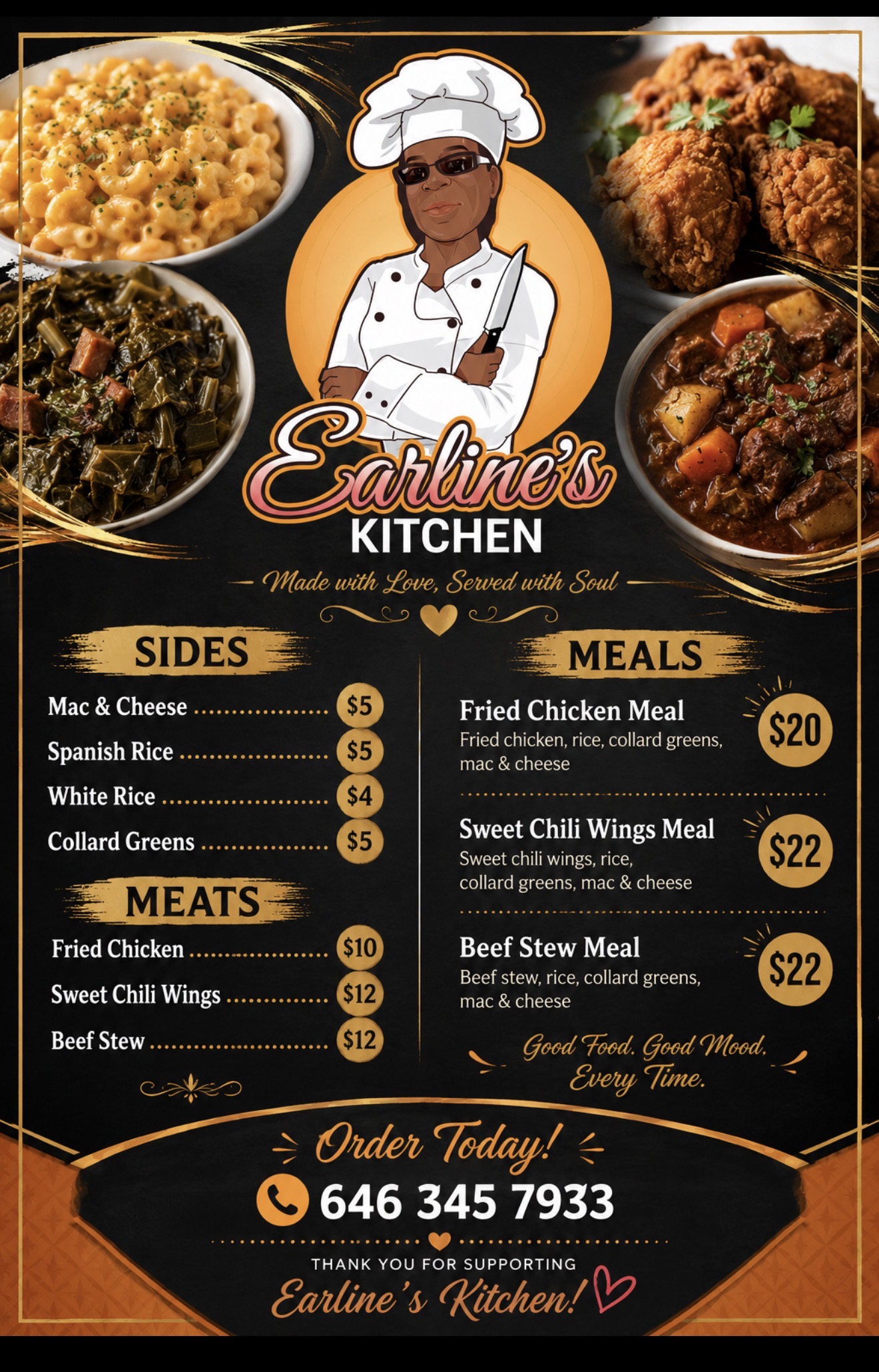 Earline’s Kitchen chef illustration
